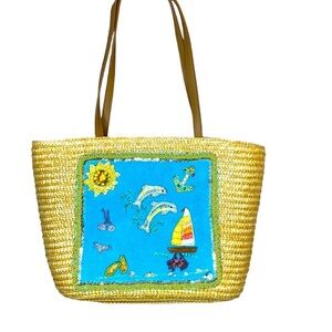 Cappelli Embroidered Sequins Straw Bag